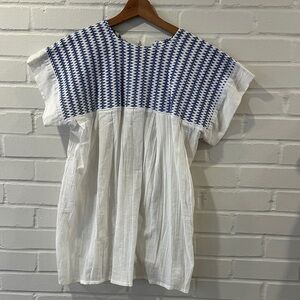 Blue and White Women's Top